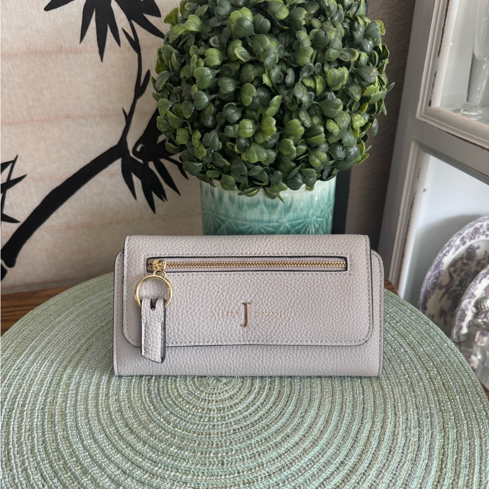 Jasper Conran Light Gray Pebble Leather Wallet euc